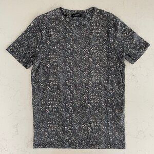 Selected Homme SLHALEX Small Flowers SS Crew Nk T Shirt Blue Wht Brown Sz M NWOT